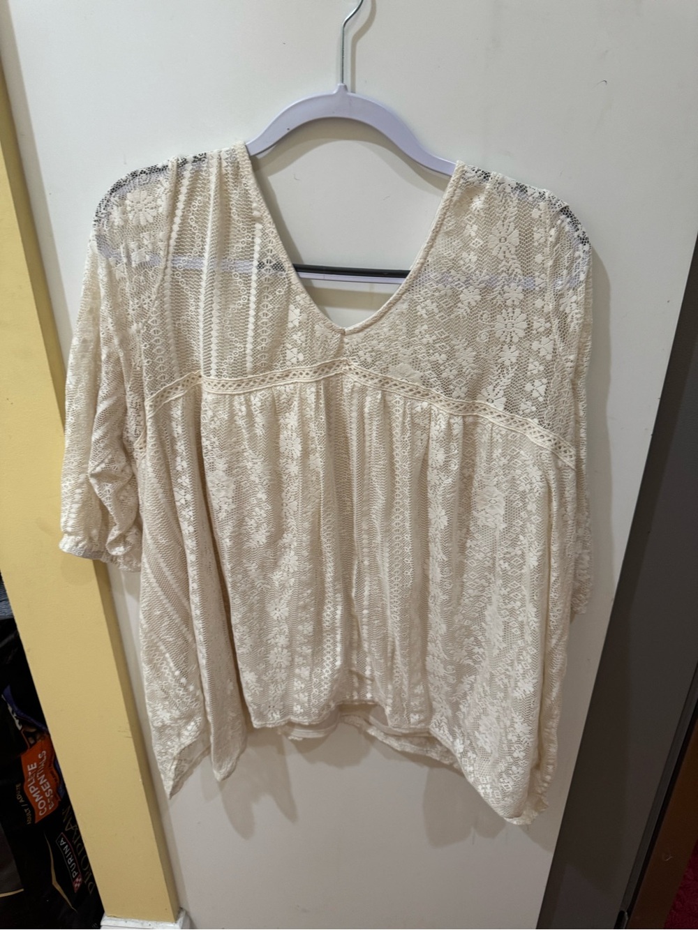 Maurices Cream Lace V-Neck Tunic